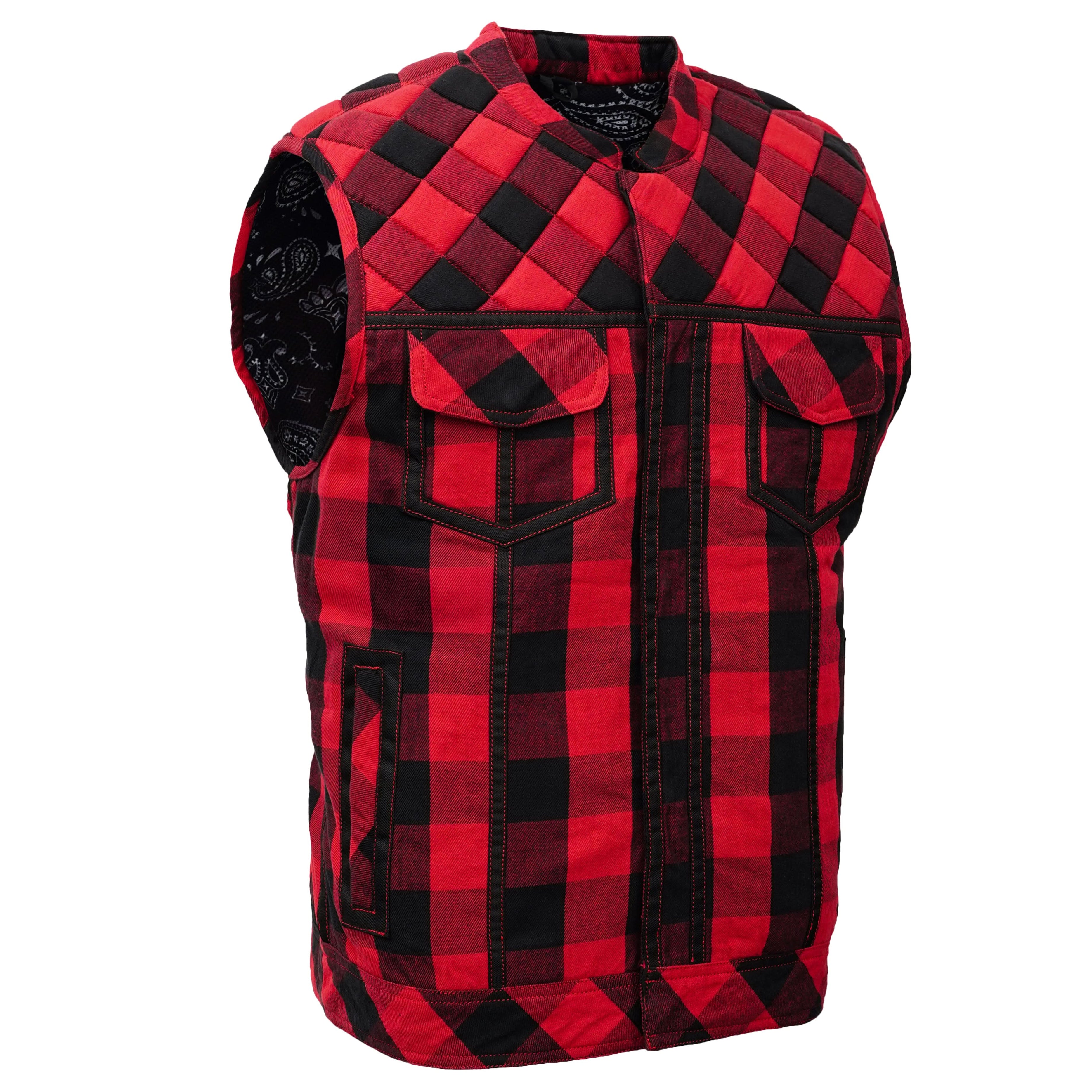 Scarlet Fury™ Black and Red Flannel Textile Vest