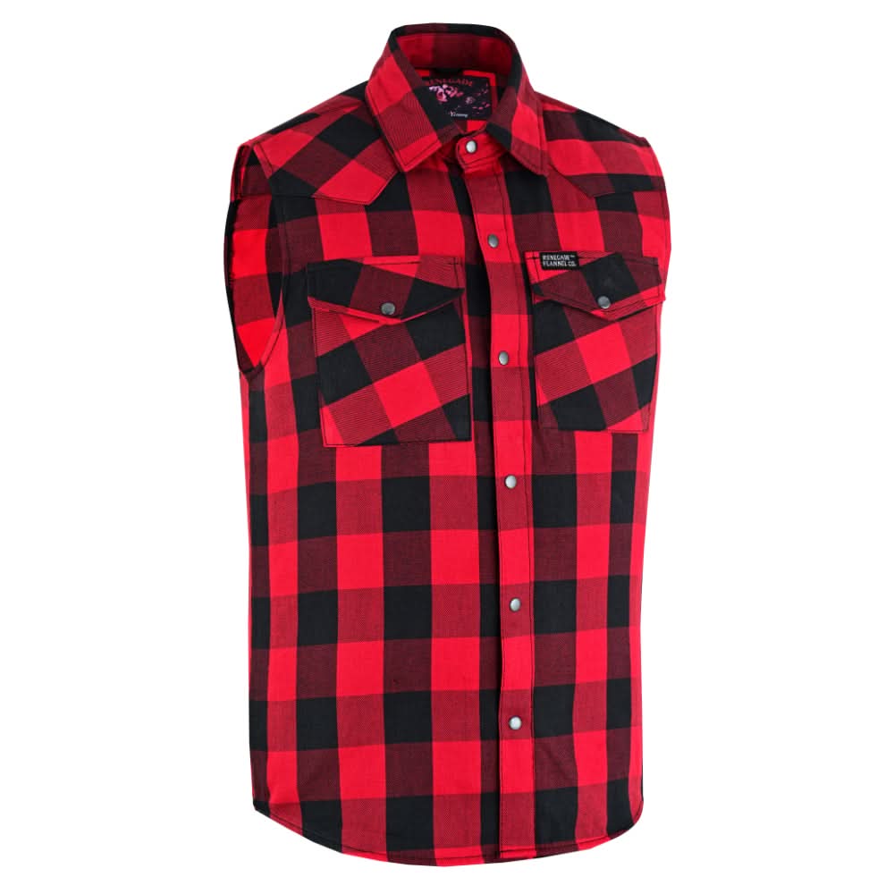 red dress shirt with black vest Red Styler Men's Red and Black Sleeveless Flannel 2XL
