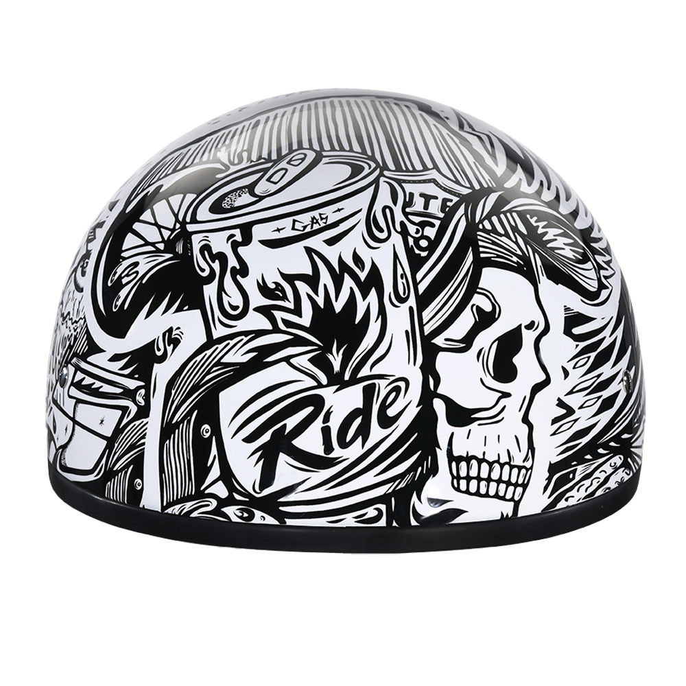 Daytona Skull Cap Live Fast Motorcycle Helmet, L