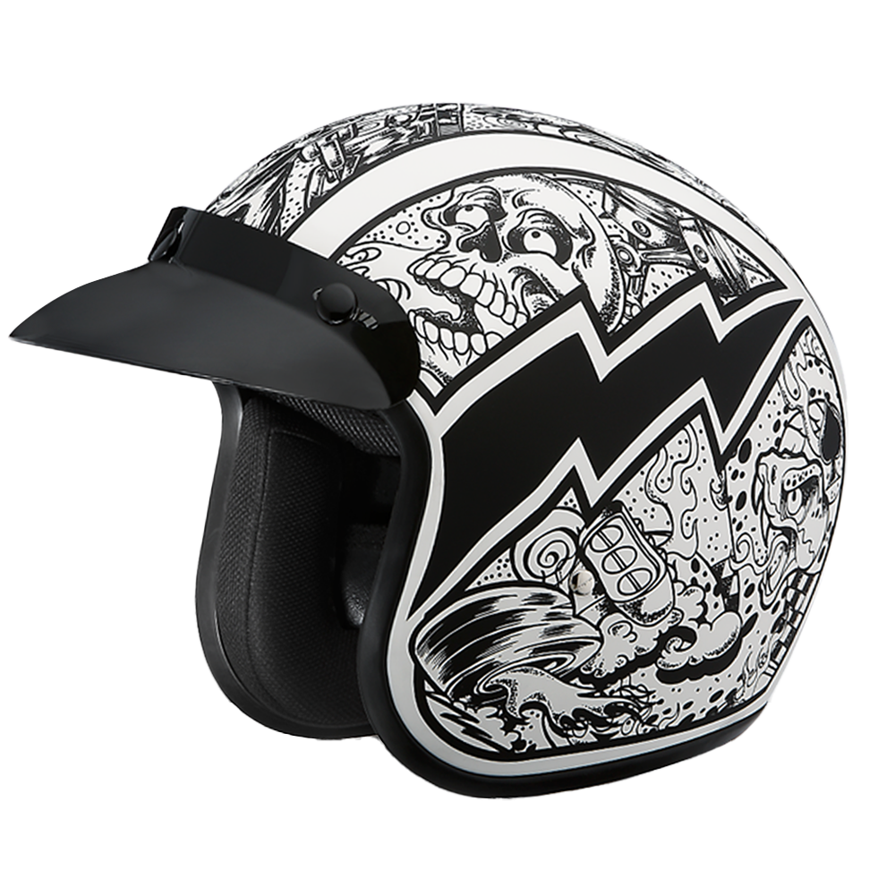 Daytona Cruiser Graffiti Open Face Motorcycle Helmet, 2XL