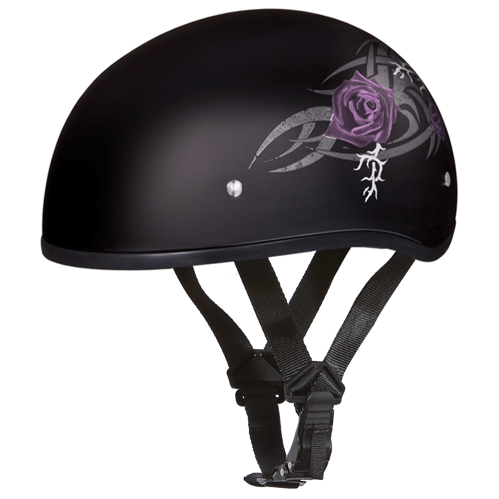 dot approved skull motorcycle helmet D6-PR DOT Approved Daytona Skull Cap Motorcycle Half Face Helmet – Pur