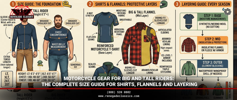 Motorcycle Gear for Big and Tall Riders: The Complete Size Guide for Shirts, Flannels, and Layering