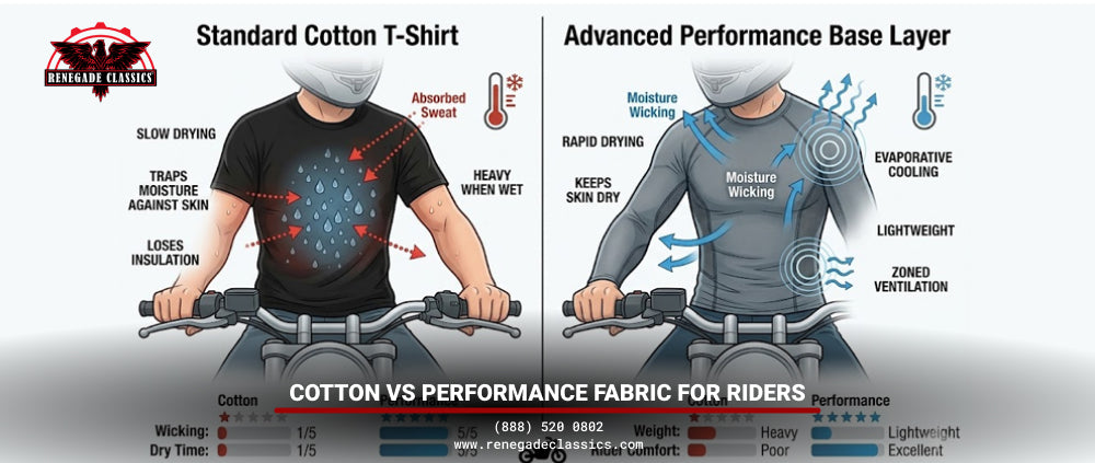 Cotton vs Performance Fabric for Riders: What Harley and Cruiser Riders Actually Need to Know