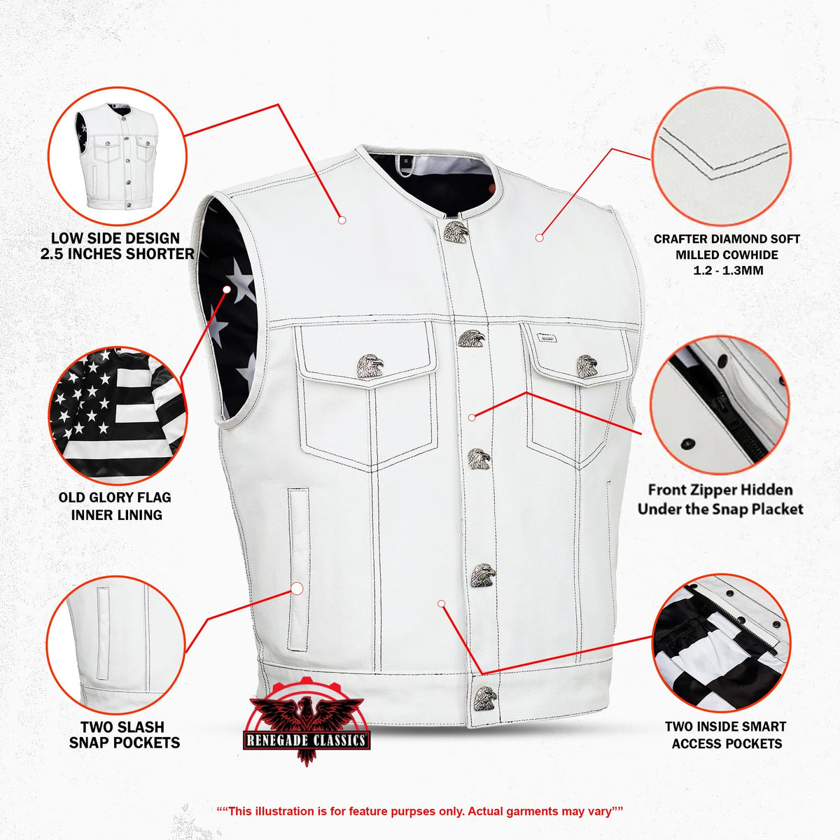 Glory Ride Lowcut Mens Motorcycle Leather Vest