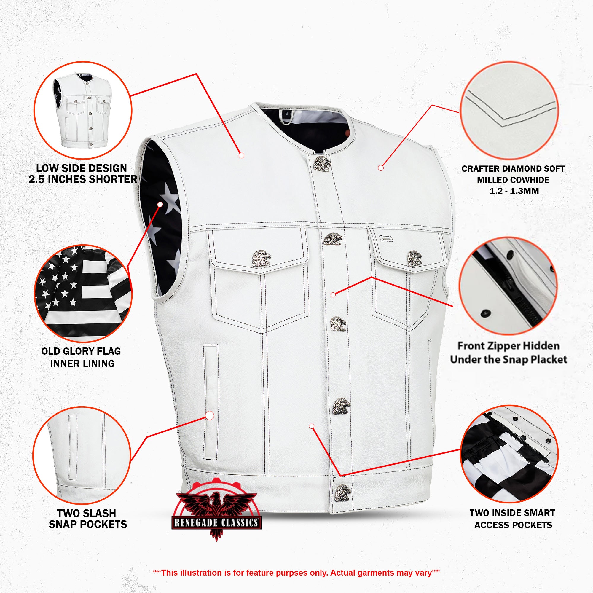 Glory Ride Lowcut Mens Motorcycle Leather Vest