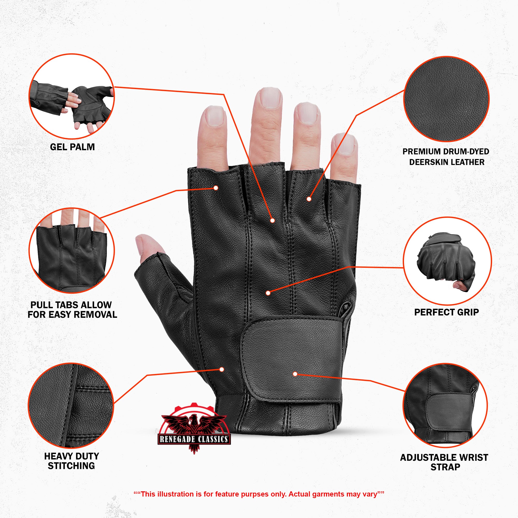 LegacyKnuckles™  Men's  leather Fingerless gloves