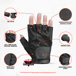 LegacyKnuckles™  Men's  leather Fingerless gloves