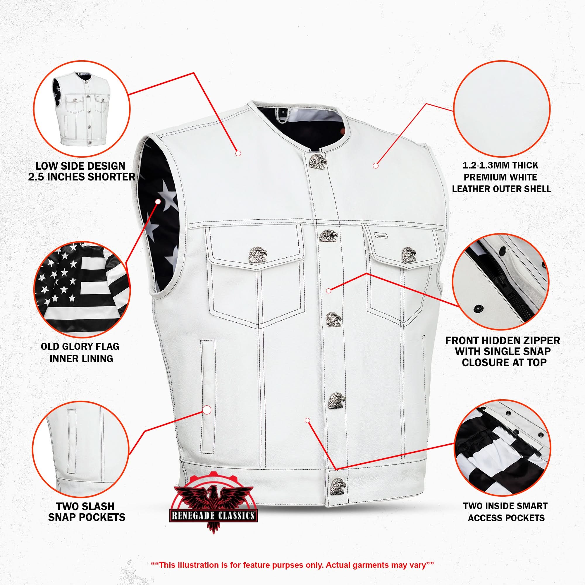 Glory Ride Lowcut Mens Motorcycle Leather Vest