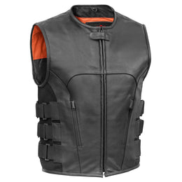Silent Strike™ Black Leather SWAT Style Motorcycle Vest