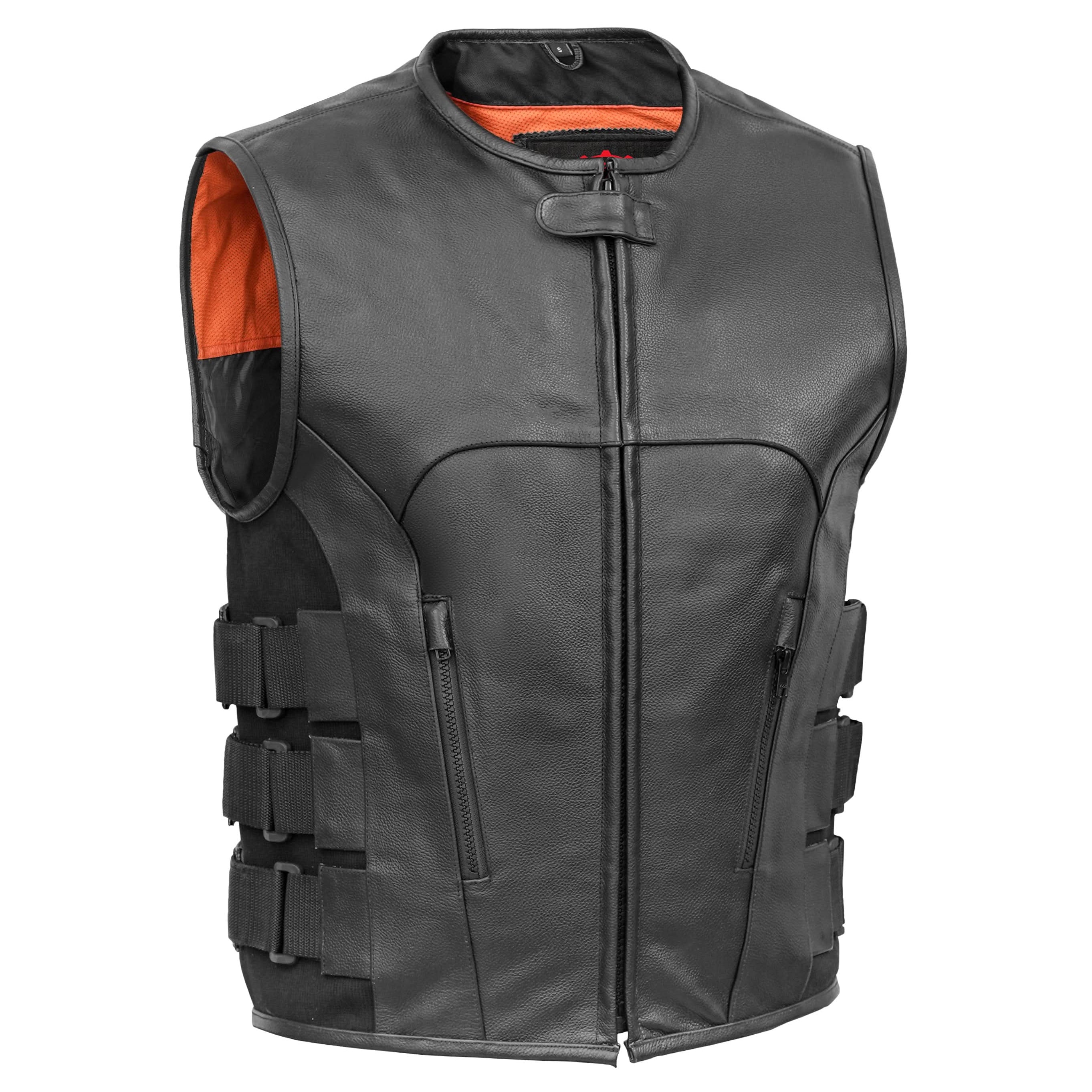 Silent Strike™ Mens Leather Motorcycle Vest