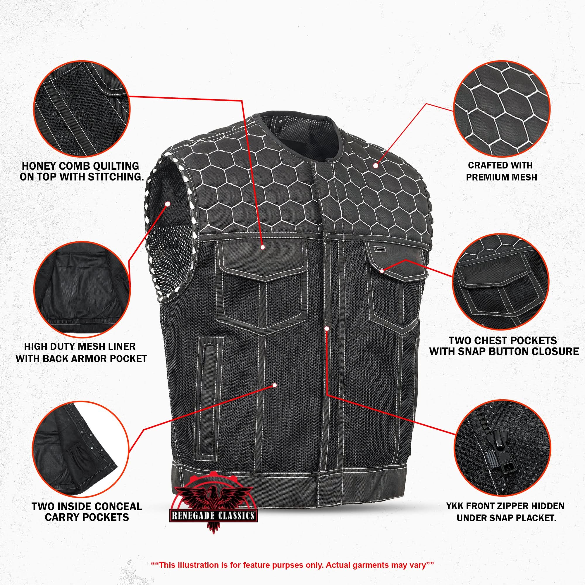 Zenthor Mens Mesh Motorcycle Vest