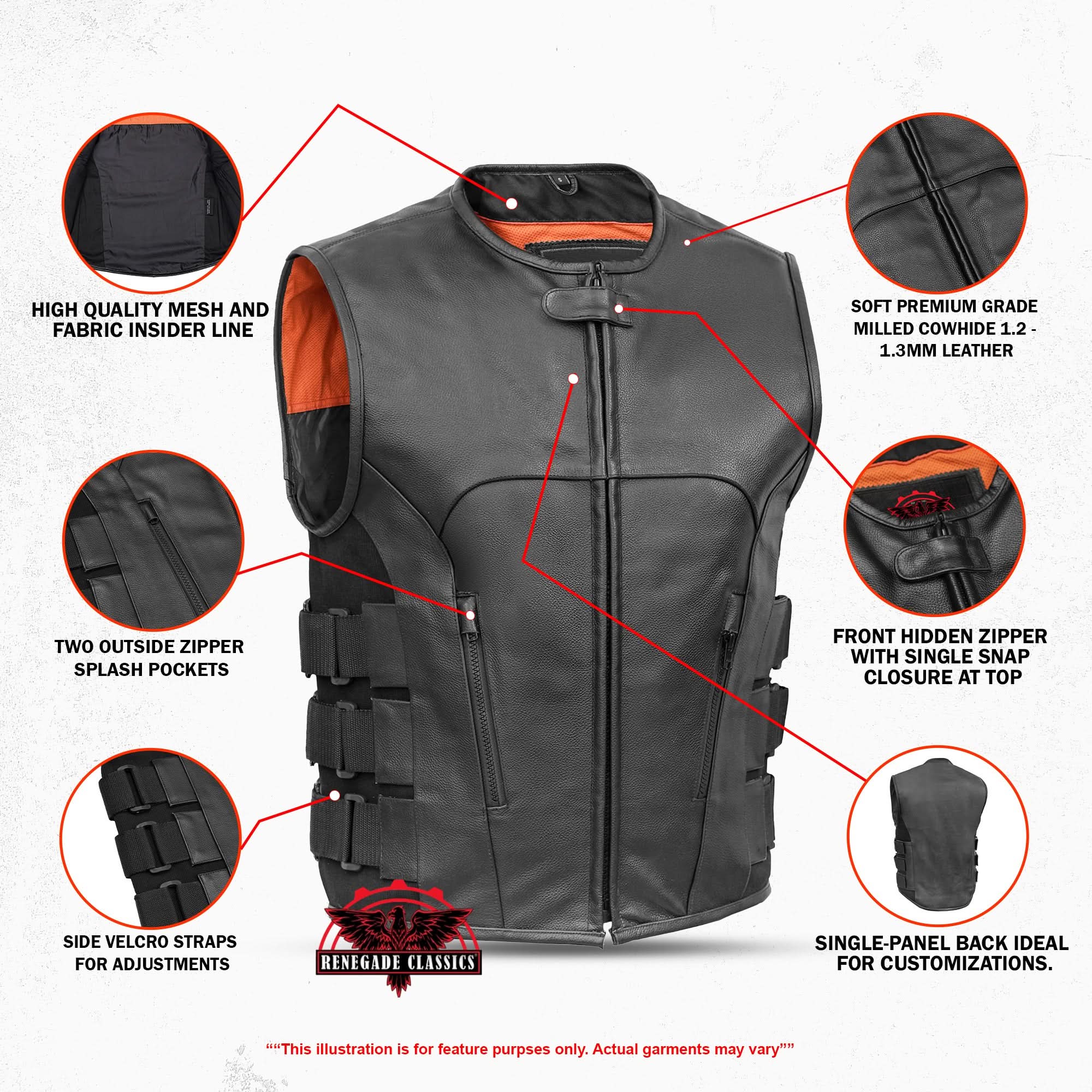 Silent Strike™ Mens Leather Motorcycle Vest