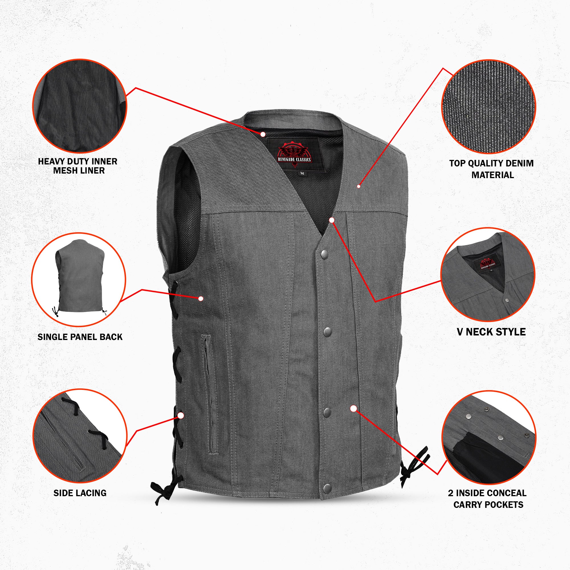 Stormcraft™ Mens Denim Motorcycle Vest