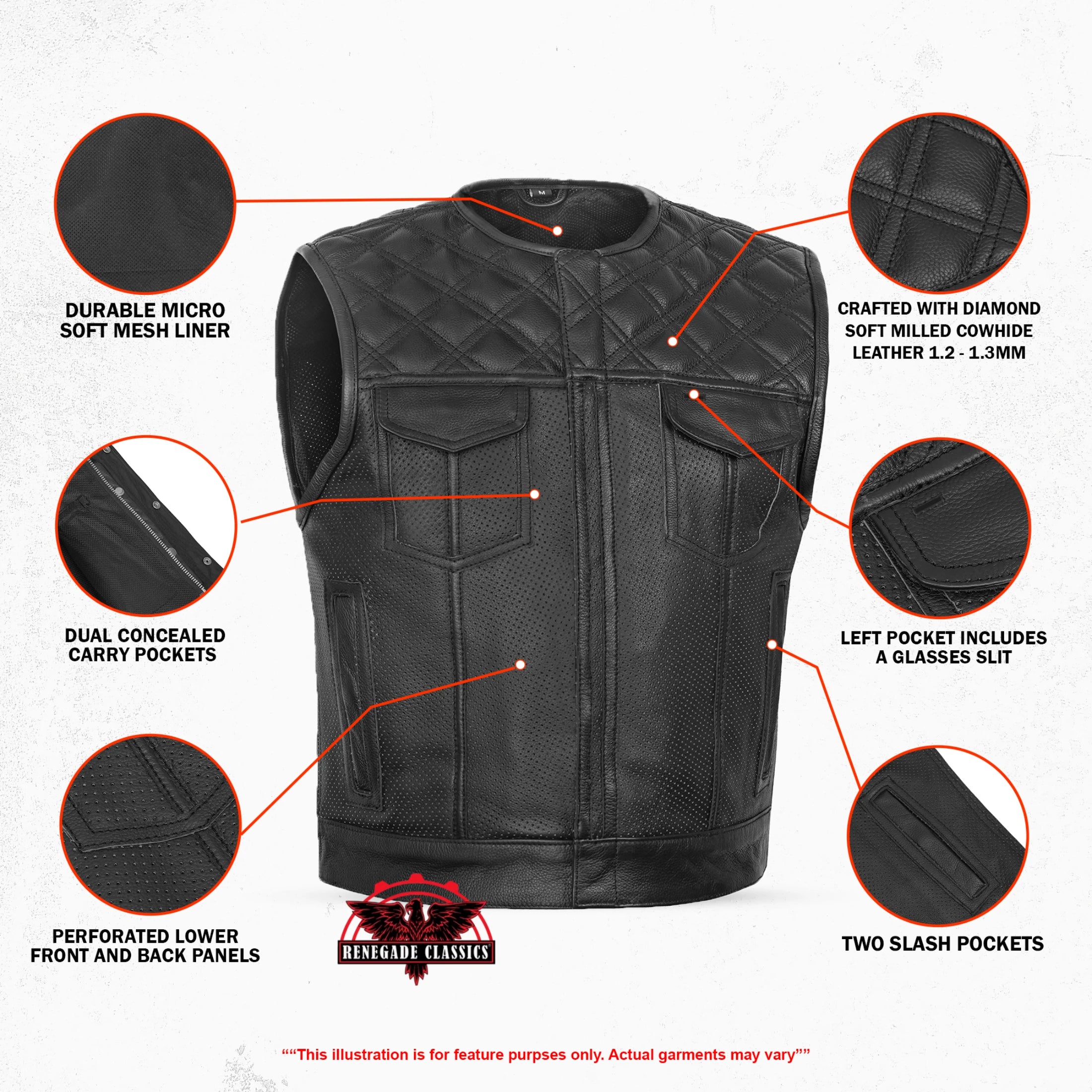 Clubhouse Men's Motorcycle Leather Vest