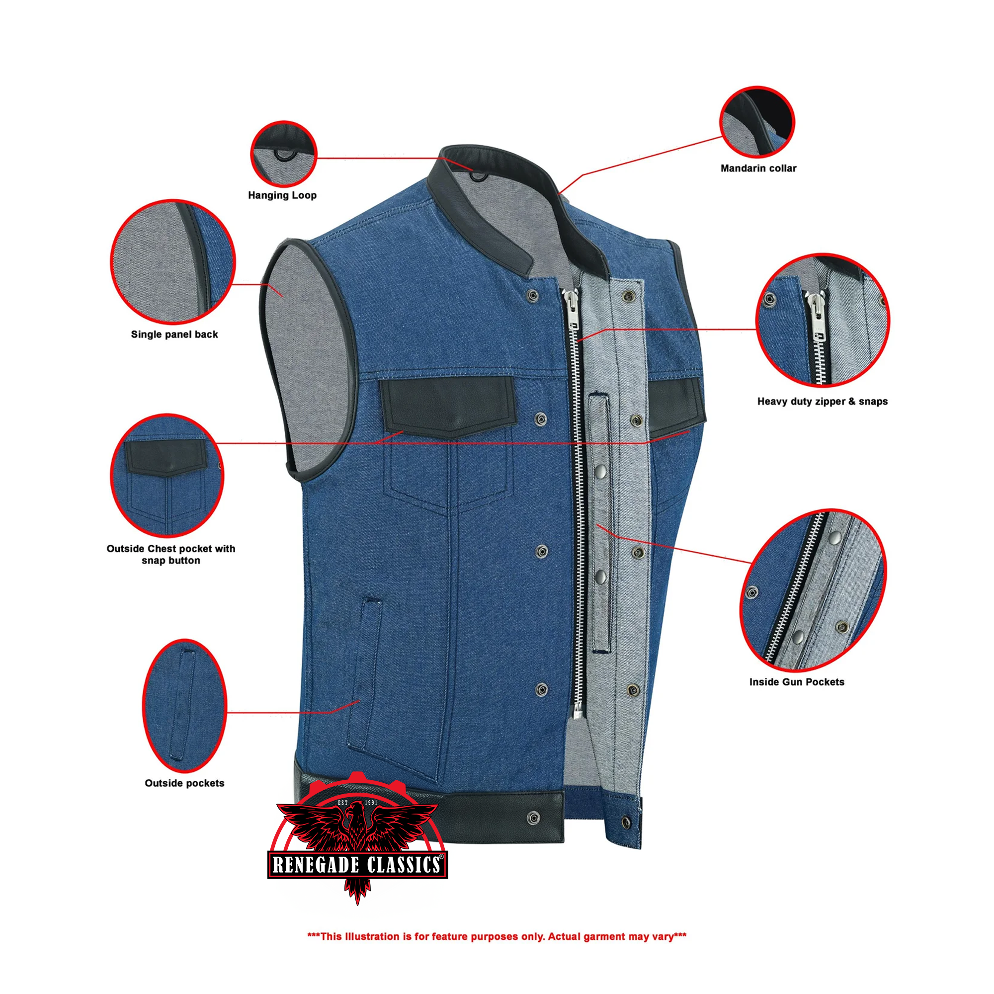 GrindStone™ Men's  Broken Blue Denim Motorcycle Vest