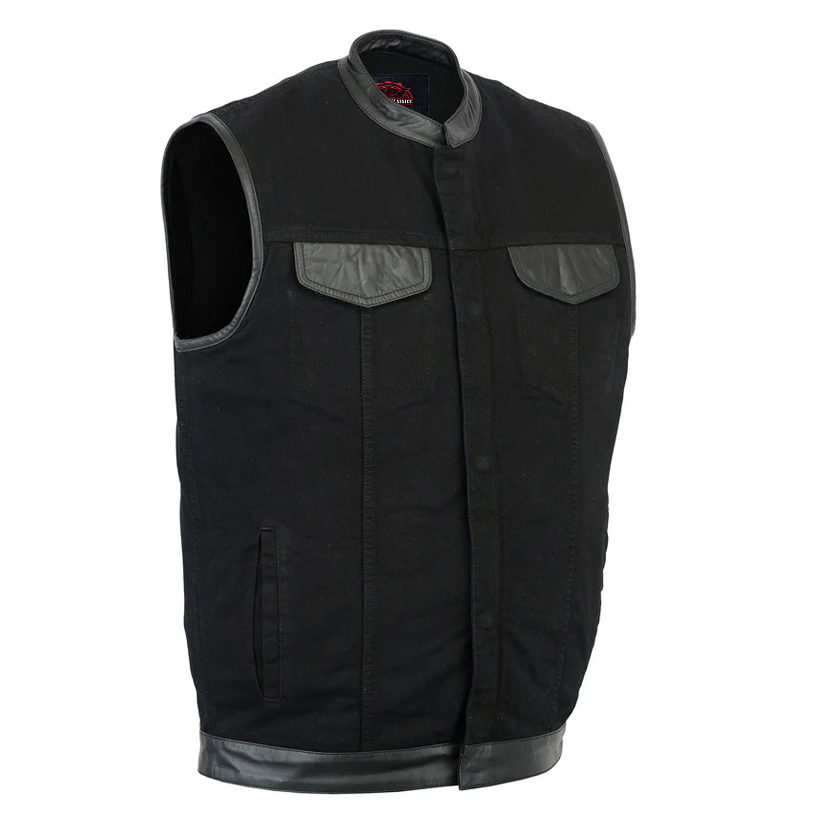 BlackSmith Men's Black Denim Biker Vest