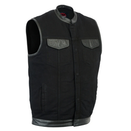 BlackSmith Men's Black Denim Biker Vest