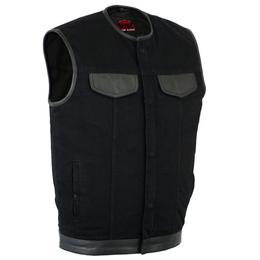 Grindwear™ Men's Black Denim Motorcycle Vest