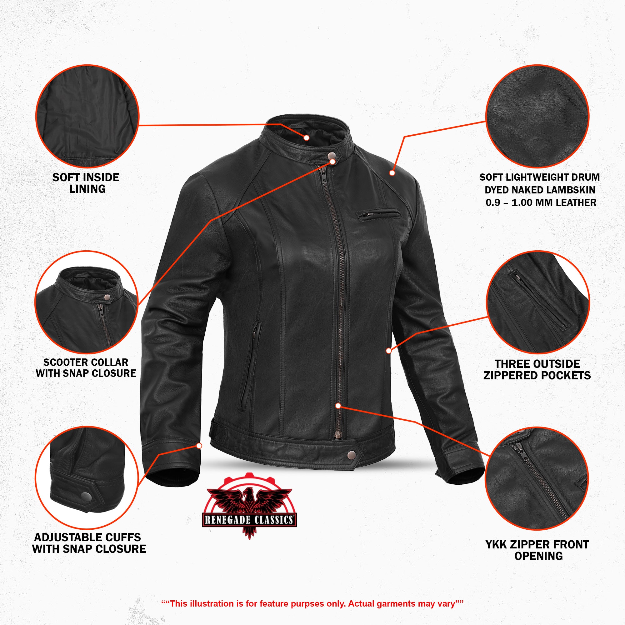 Black Mirage™ Women's Leather Motorcycle Jacket