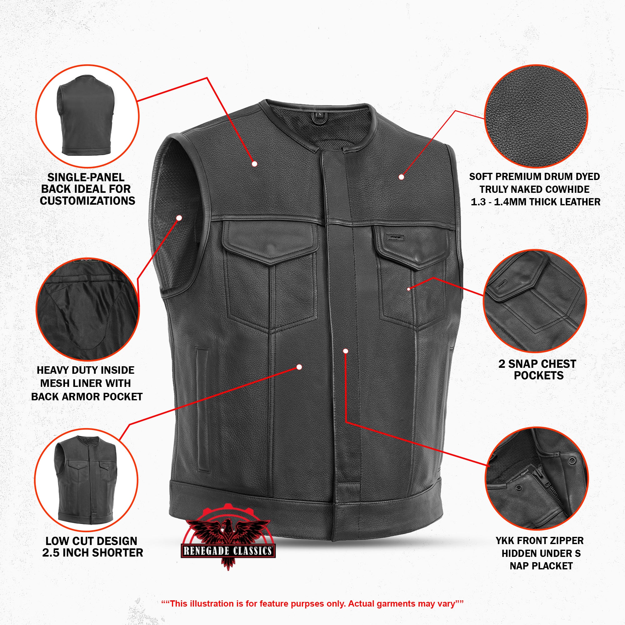 Target Lowcut Mens Leather Motorcycle Vest