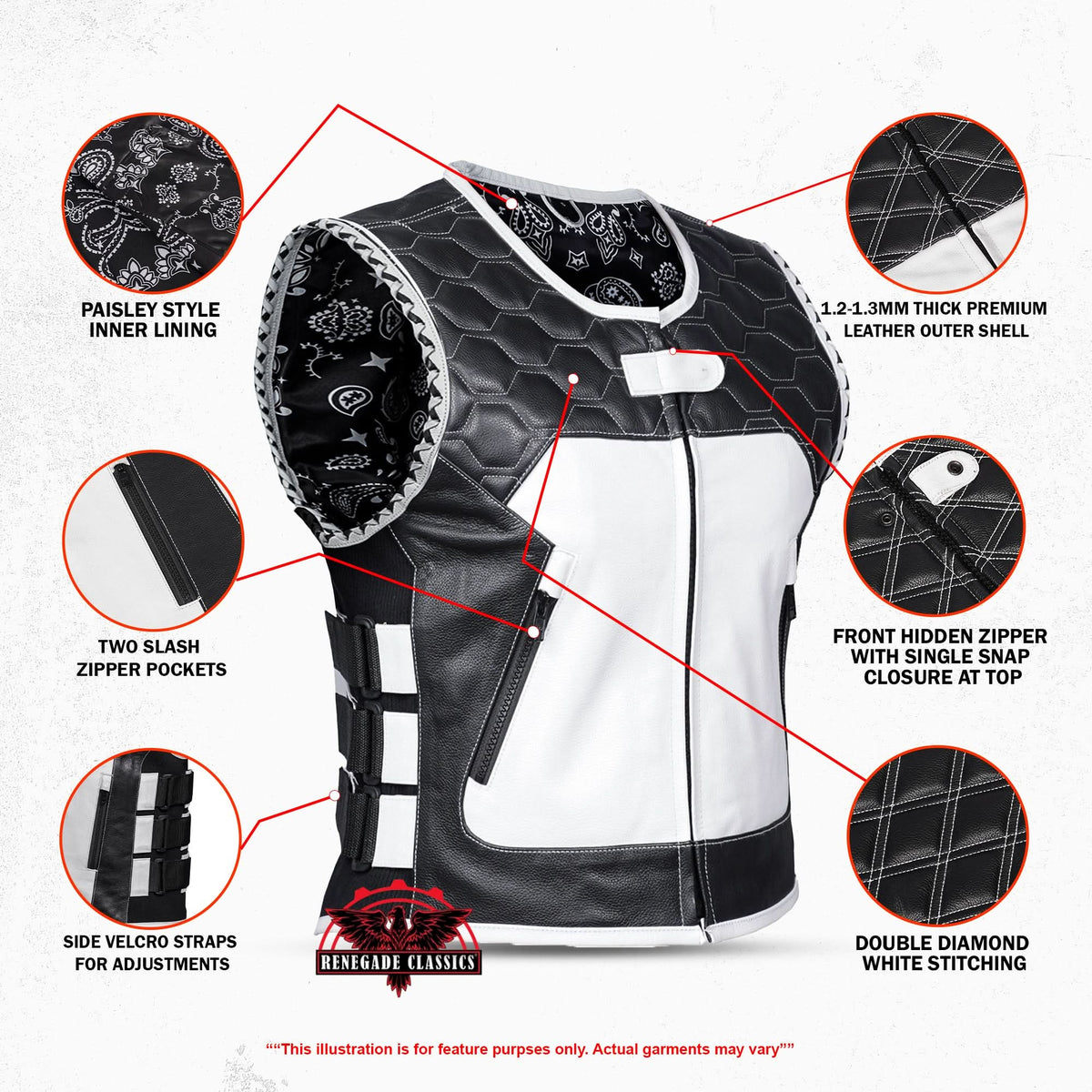 Zephyra Womens Leather Motorcycle Vest