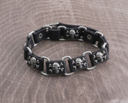 SKULL LEATHER BUCKLE BRACELET