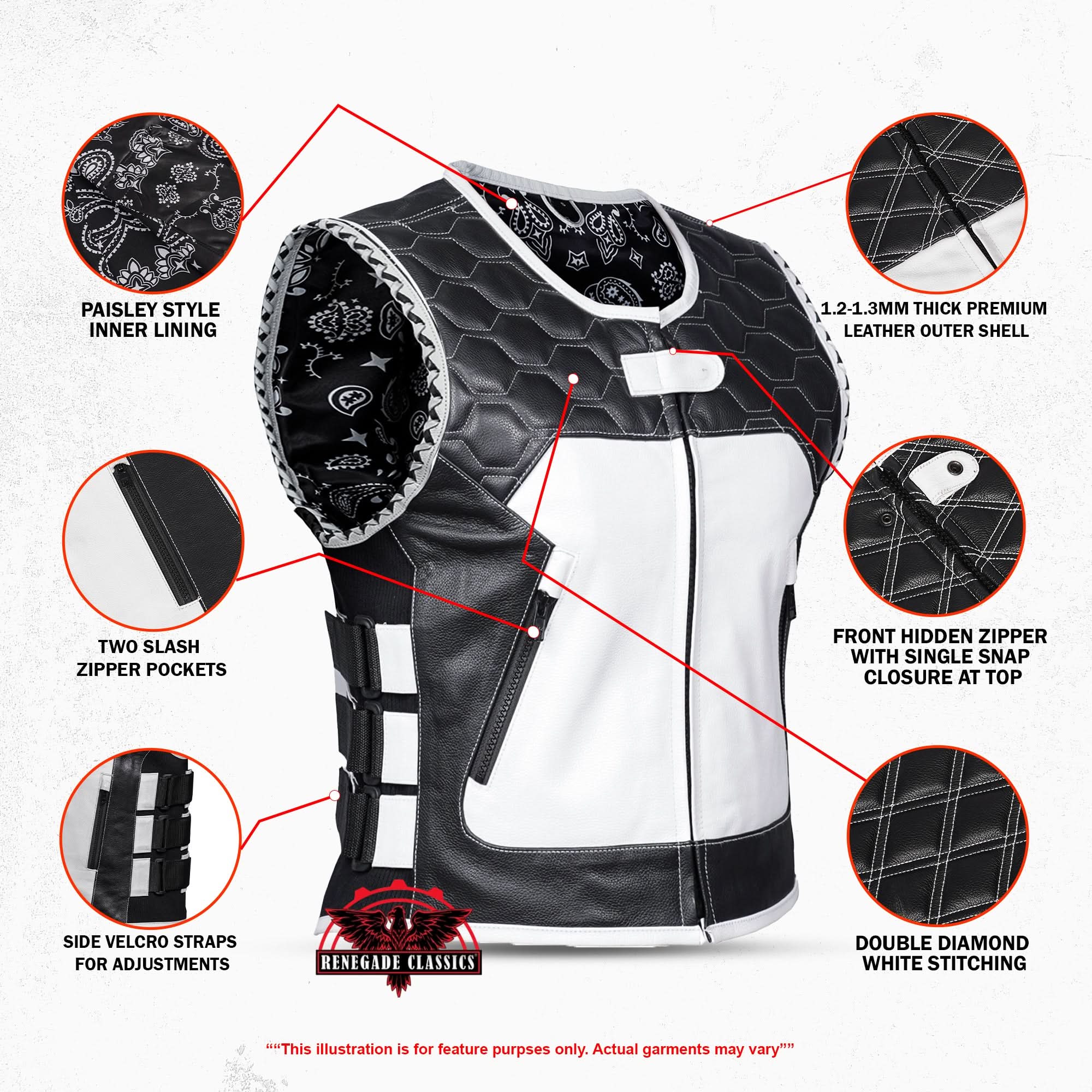 Zephyra Womens Leather Motorcycle Vest