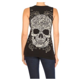 Women’s BLACK Baroque Skull Graphic Tank Top Women's Shirts PLATINUM PLUSH