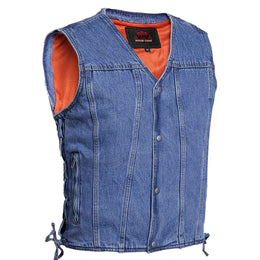 Seawaves™ Men's Blue Denim Motorcycle Vest