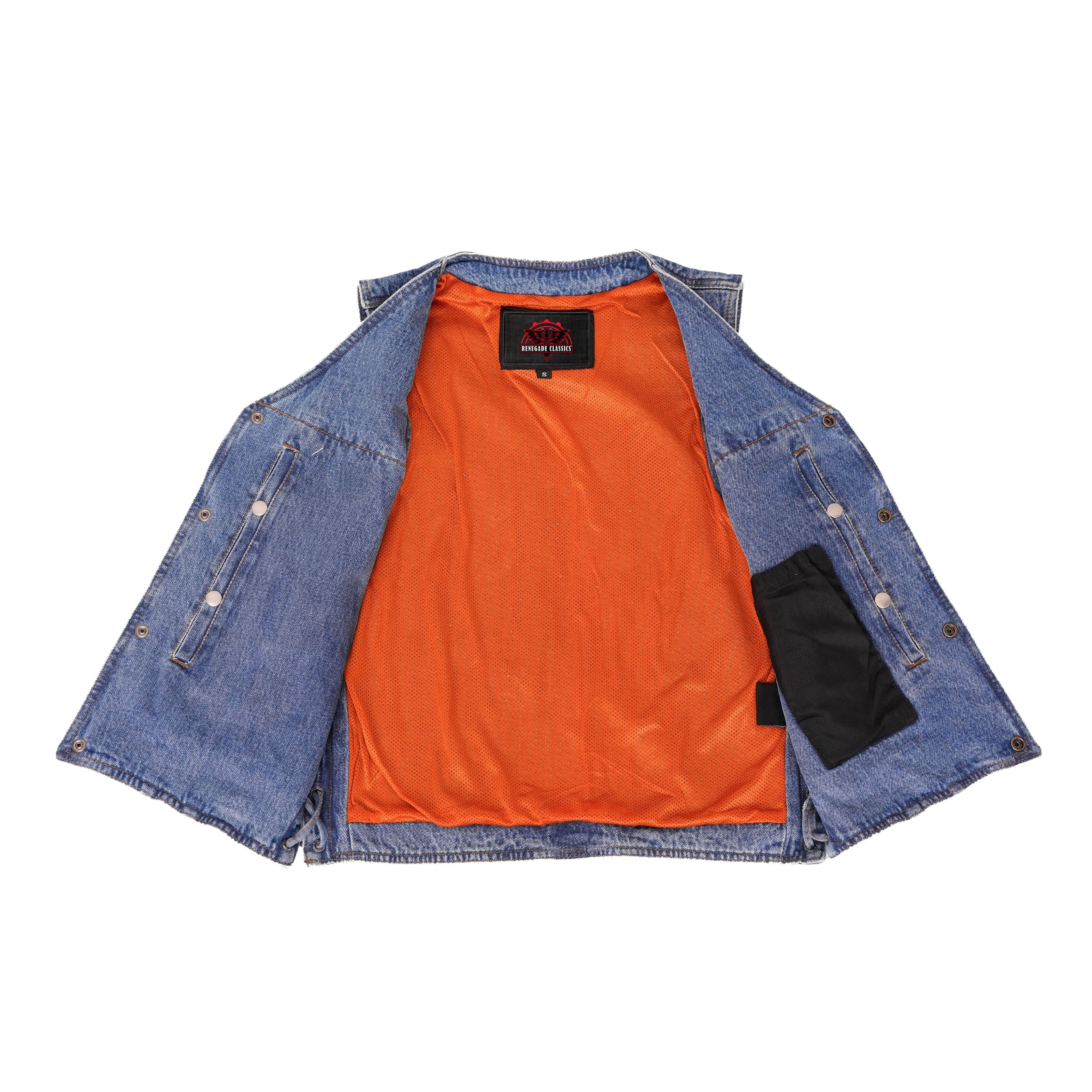 Seawaves™ Men's Blue Denim Motorcycle Vest