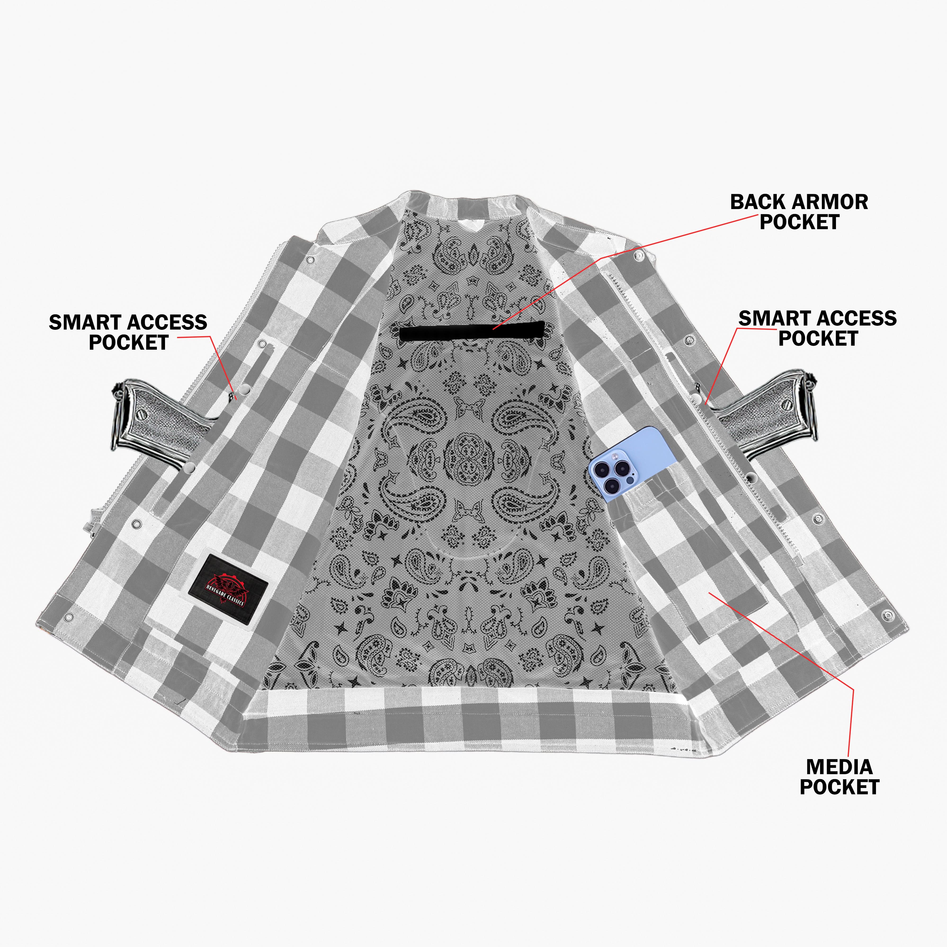 Rogue Inferno Mens Flannel Motorcycle Textile Vest
