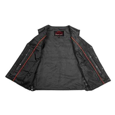 Ella™ Women's leather motorcycle vest -  Black