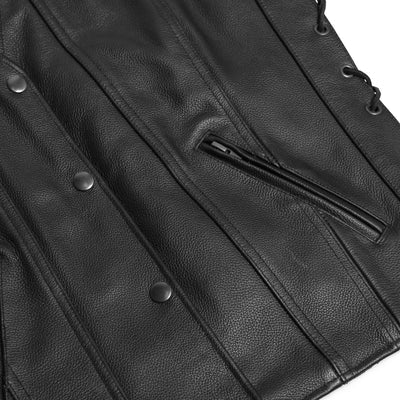 Ella™ Women's leather motorcycle vest -  Black