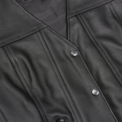 Ella™ Women's leather motorcycle vest -  Black
