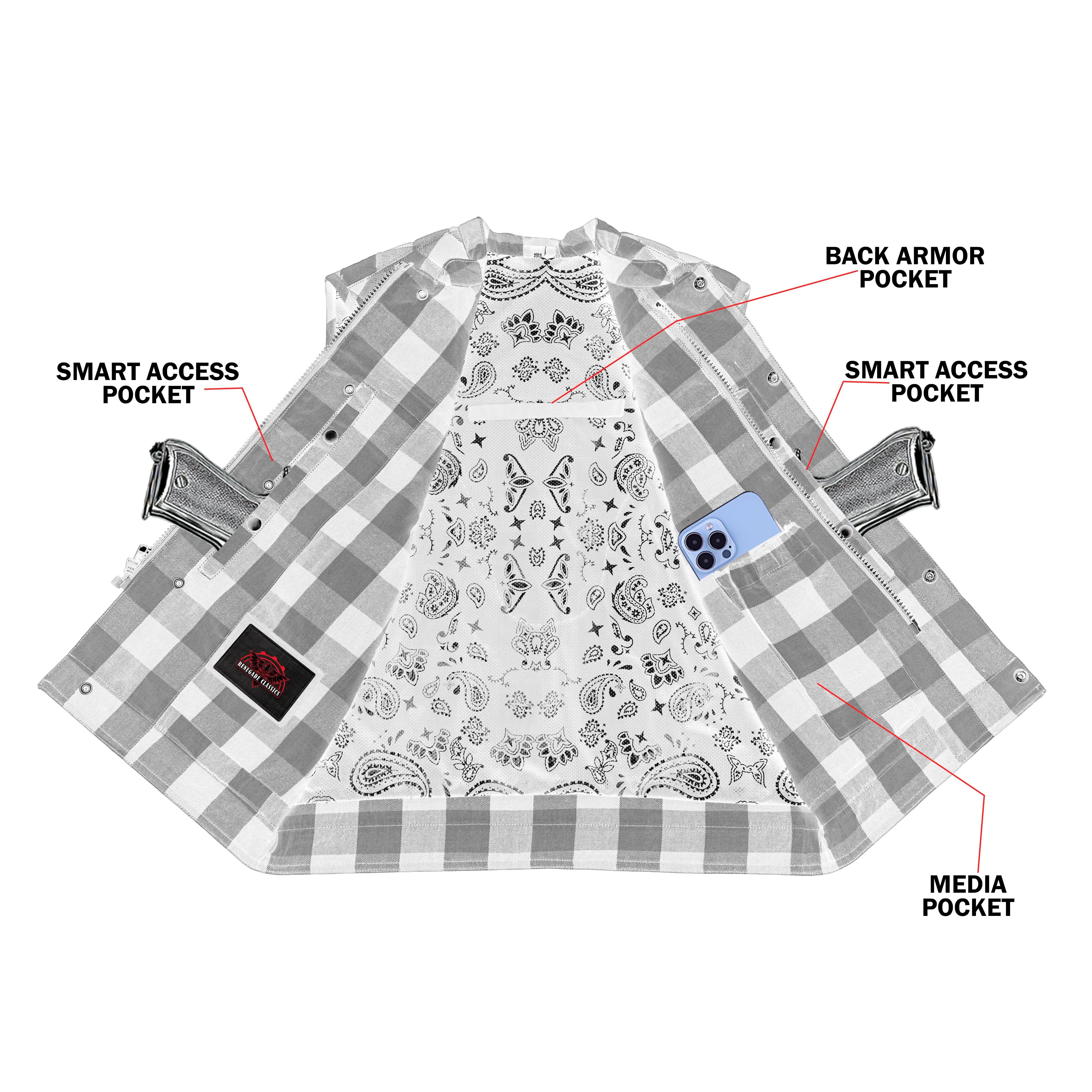 Scarlet Fury™ Mens Flannel Motorcycle Textile Vest
