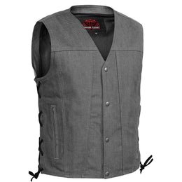 Stormcraft™ Men's Gray Denim Motorcycle Vest