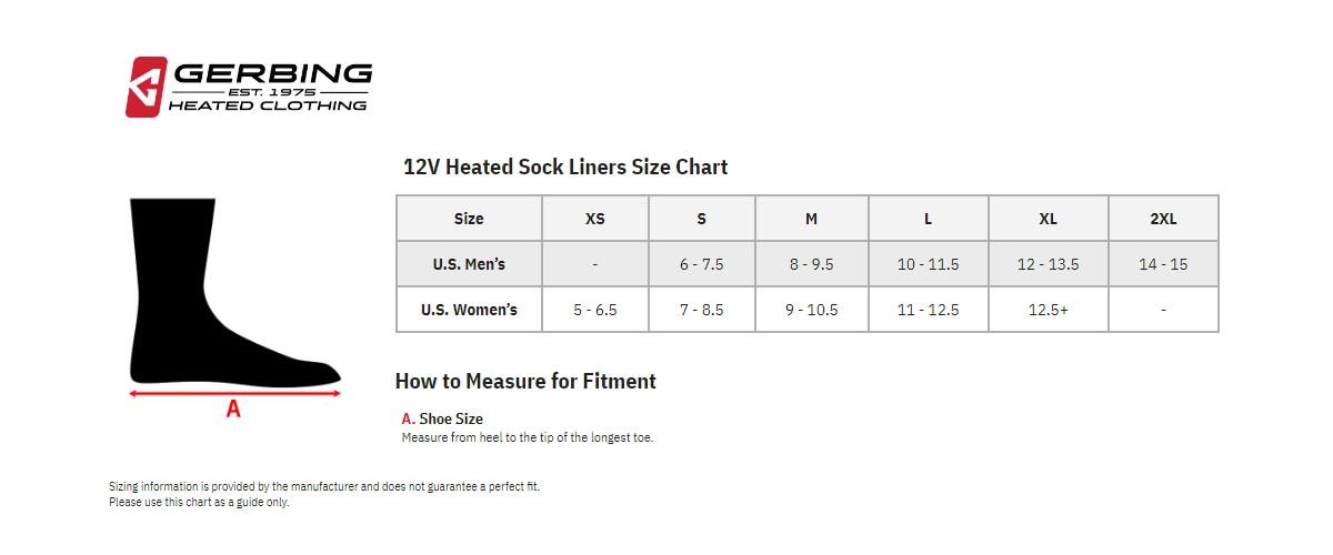 12V Heated Sock Liner