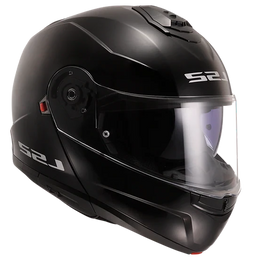 Strobe II Solid Modular Motorcycle Helmet W/ SunShield Gloss Black Helmets LS2 Helmets