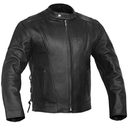 Star Knuckle™ Black Men's Leather Motorcycle Jacket
