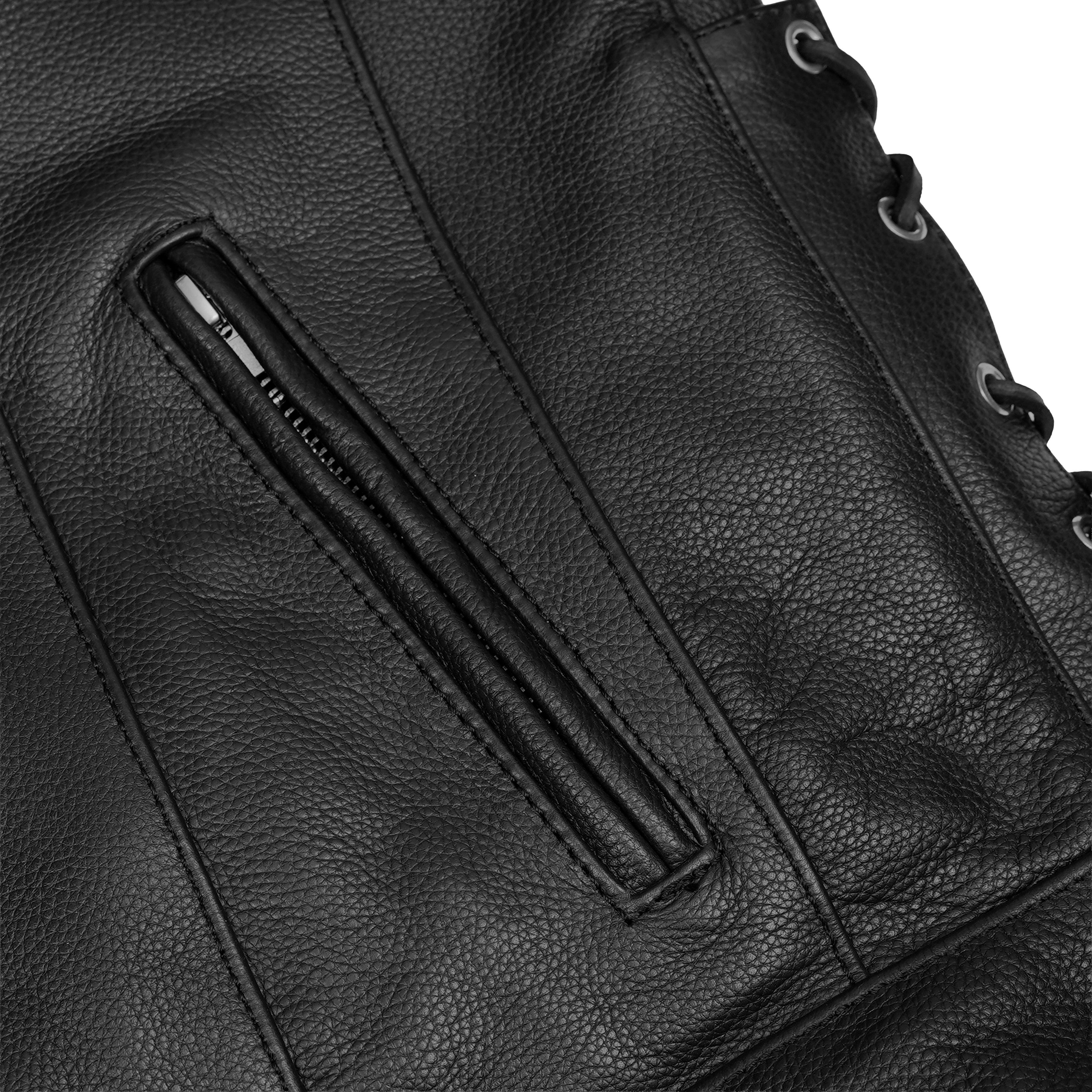 Star Knuckle™ Black Men's Leather Motorcycle Jacket