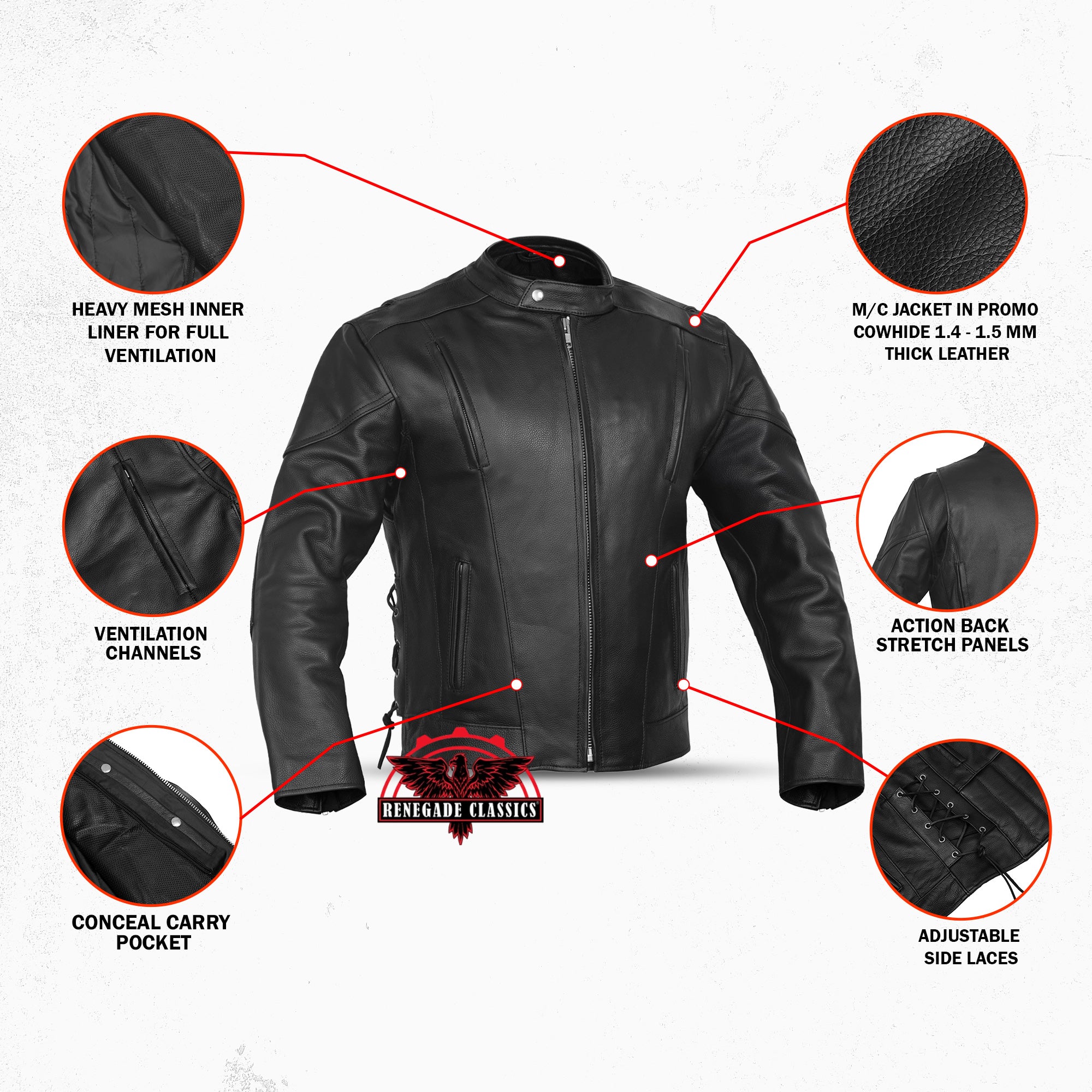 Star Knuckle™ Black Men's Leather Motorcycle Jacket