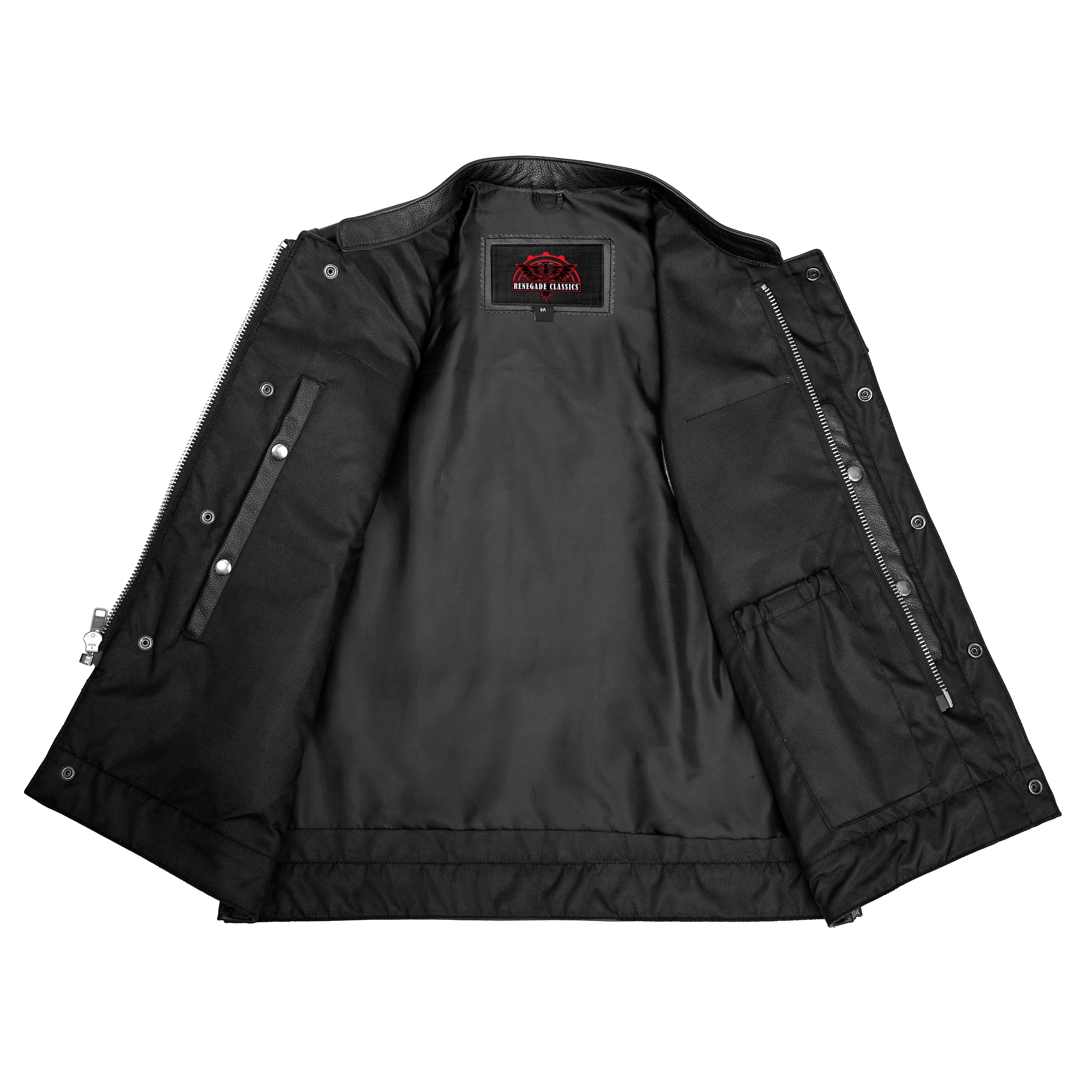 Highway Jack Men's Black Leather Motorcycle Vest
