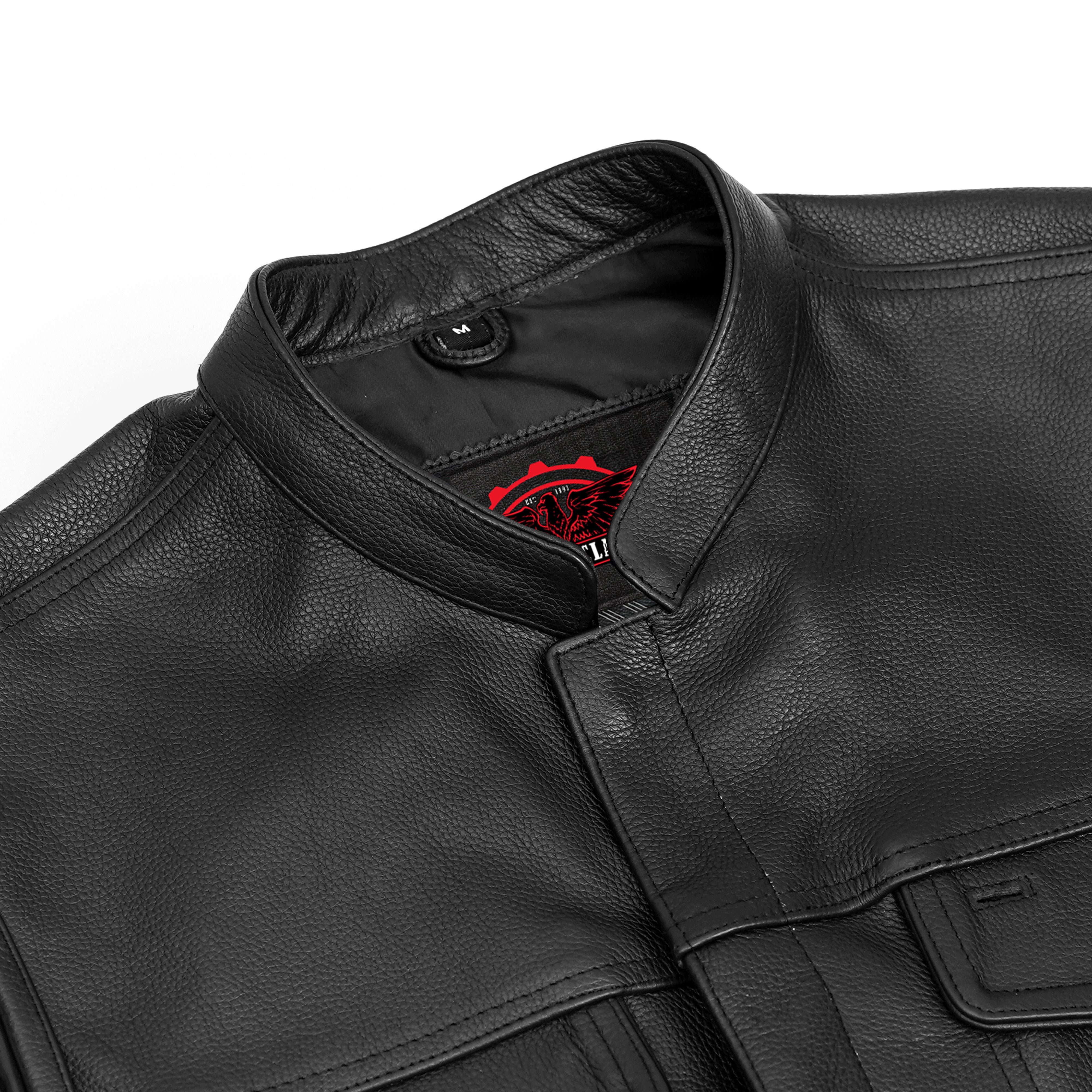 Highway Jack Men's Black Leather Motorcycle Vest
