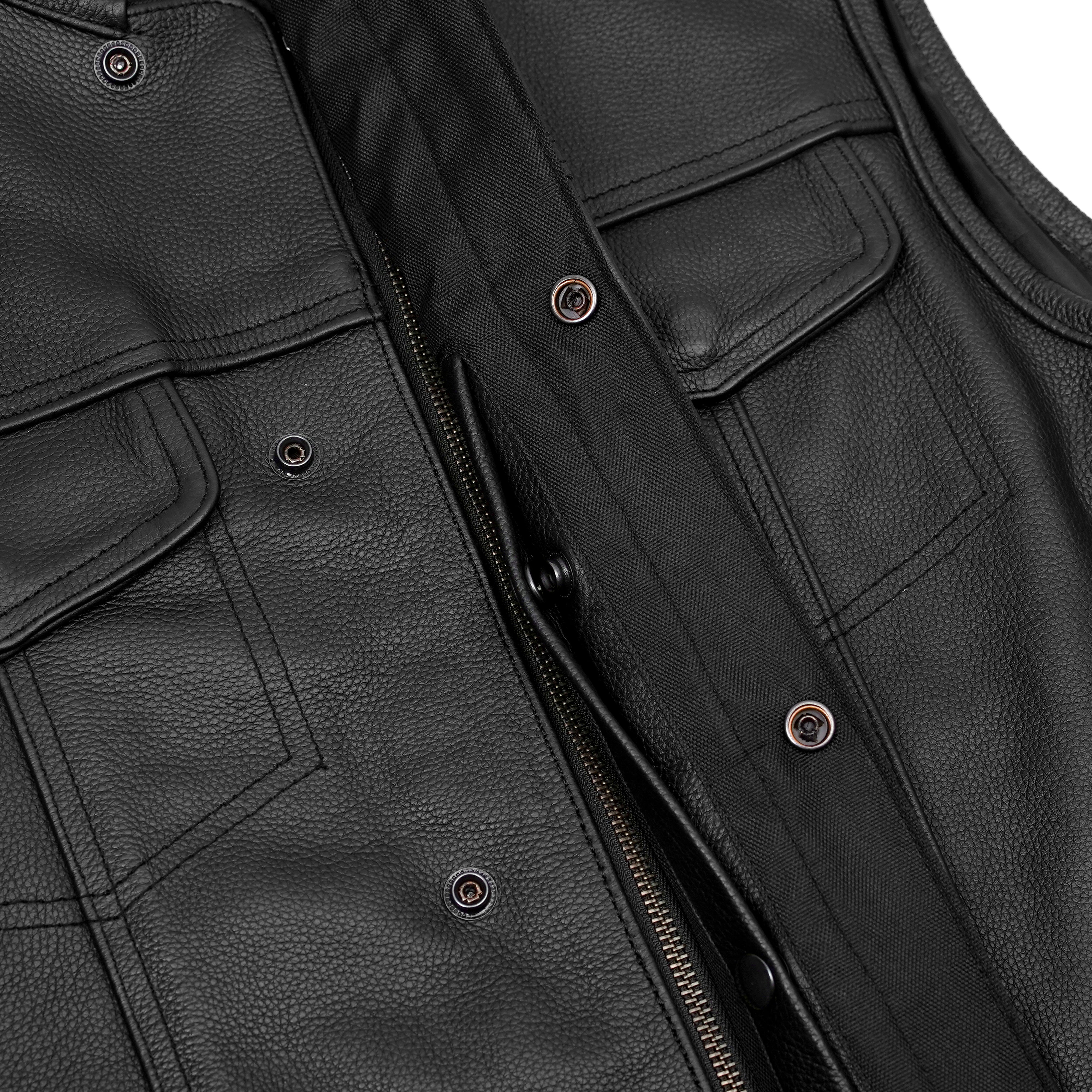 Highway Jack Men's Black Leather Motorcycle Vest