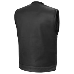 Dawn Run™ Black Cowhide Leather Motorcycle Vest