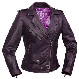 Violet Vixen™ Women’s Leather Motorcycle Jacket