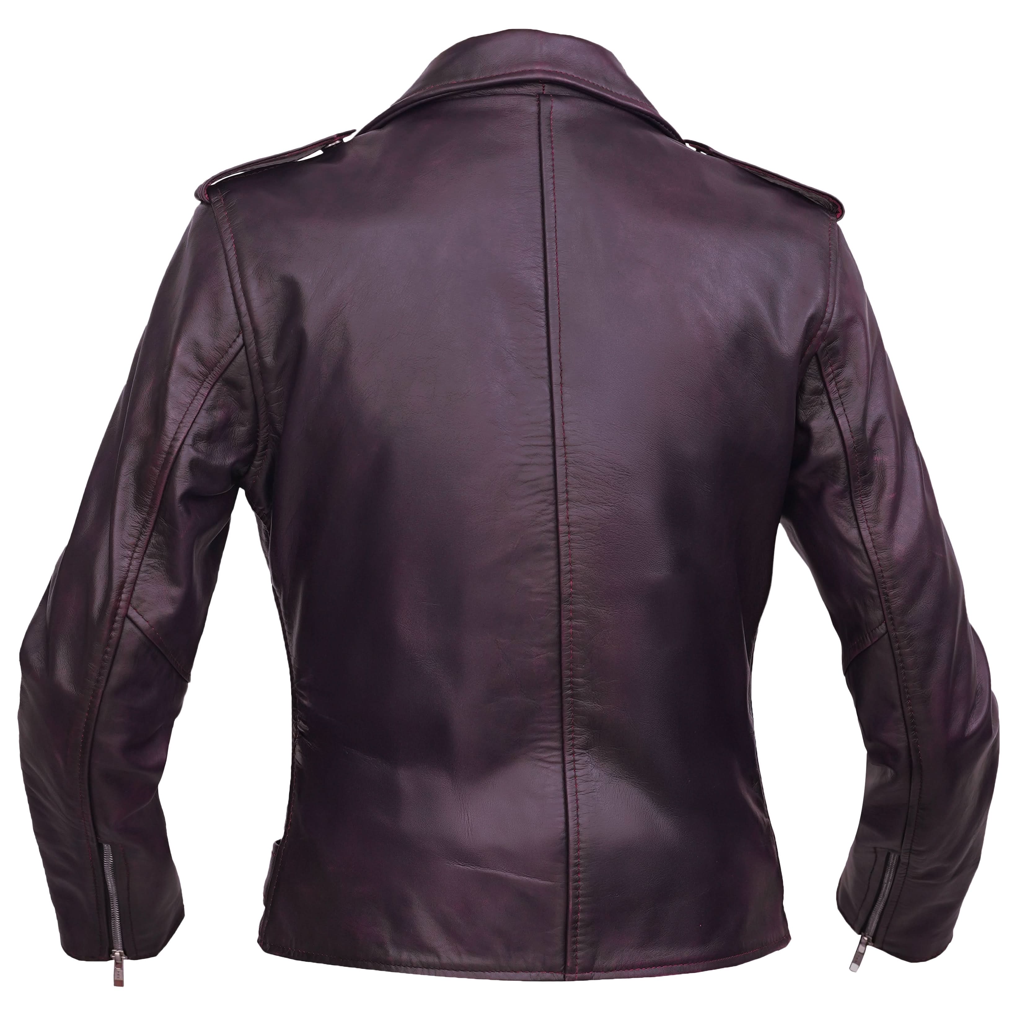 Violet Vixen™ Women’s Leather Motorcycle Jacket