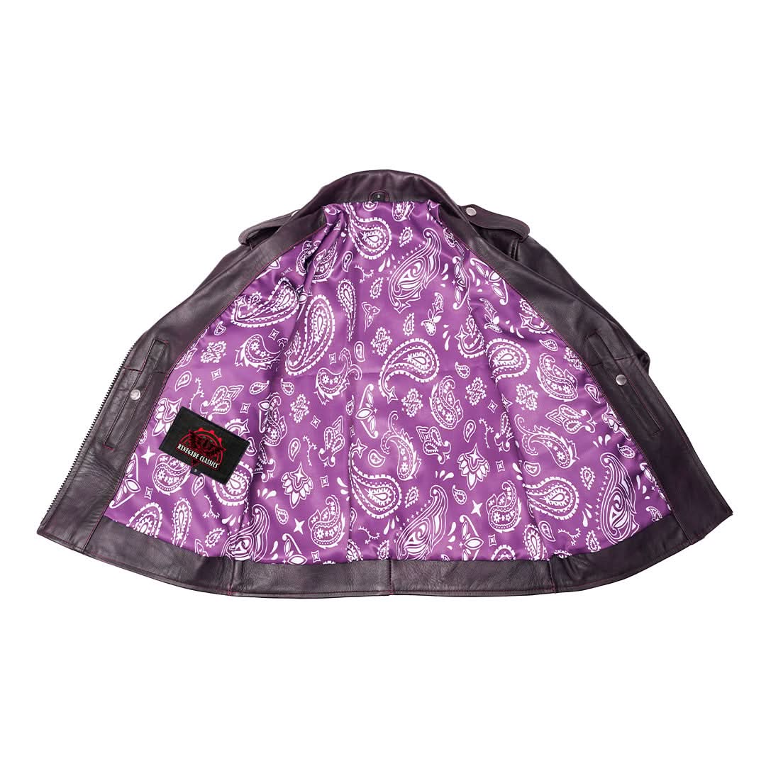 Violet Vixen™ Women’s Leather Motorcycle Jacket