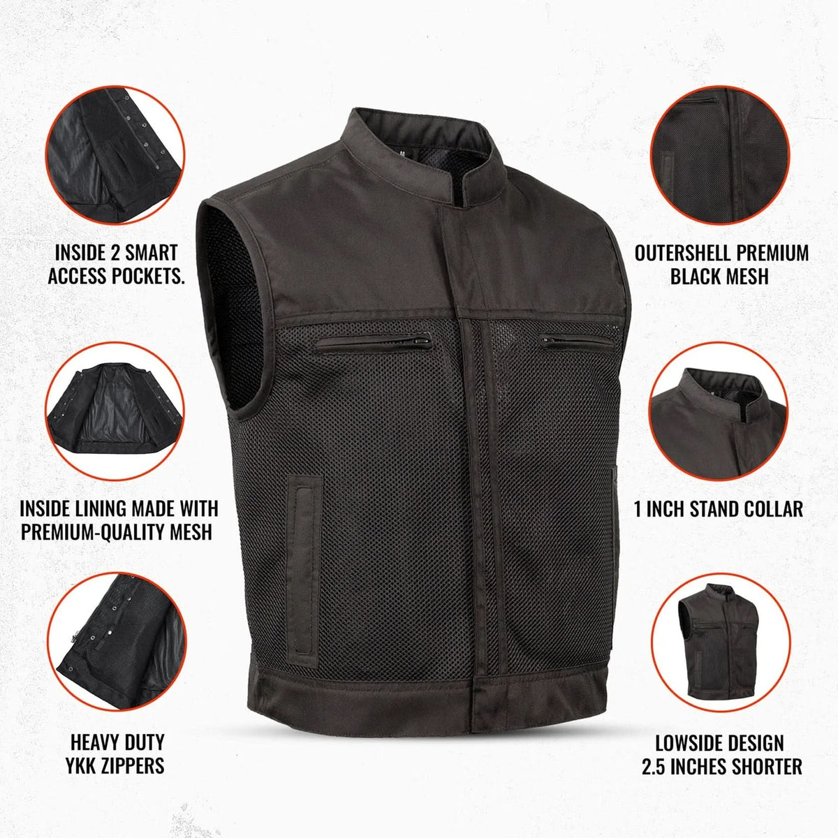 AeroGrid™ Lowcut Mens Motorcycle Mesh Vest