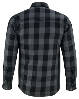 Alpha Check™ Men's Armored Motorcycle Flannel Shirt - Gray/Black
